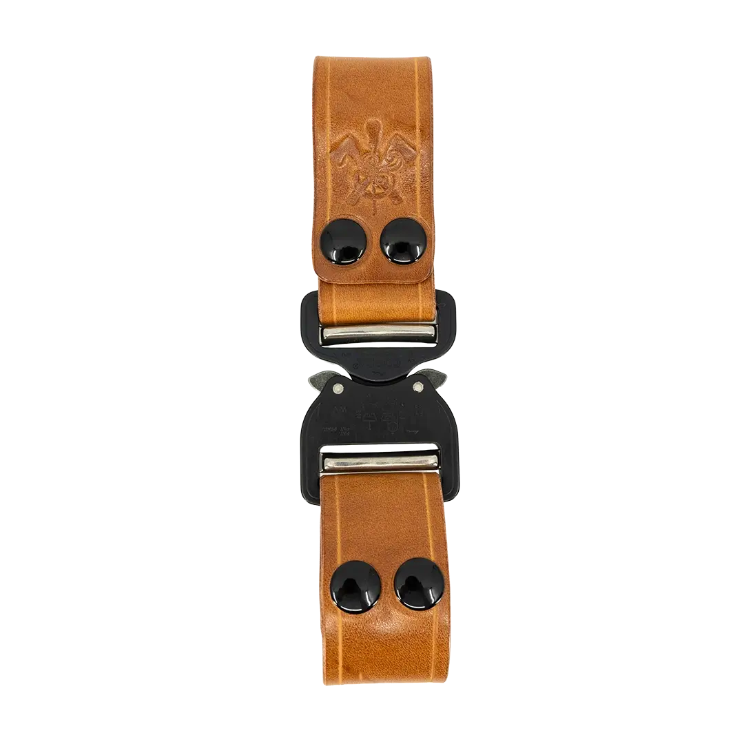Box Light Rig with COBRA buckle in q tan leather with black hardware
