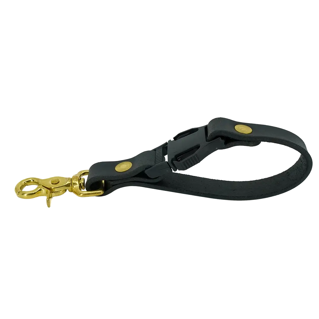 Short leather glove strap with brass hardware – firefighter accessories for everyday use