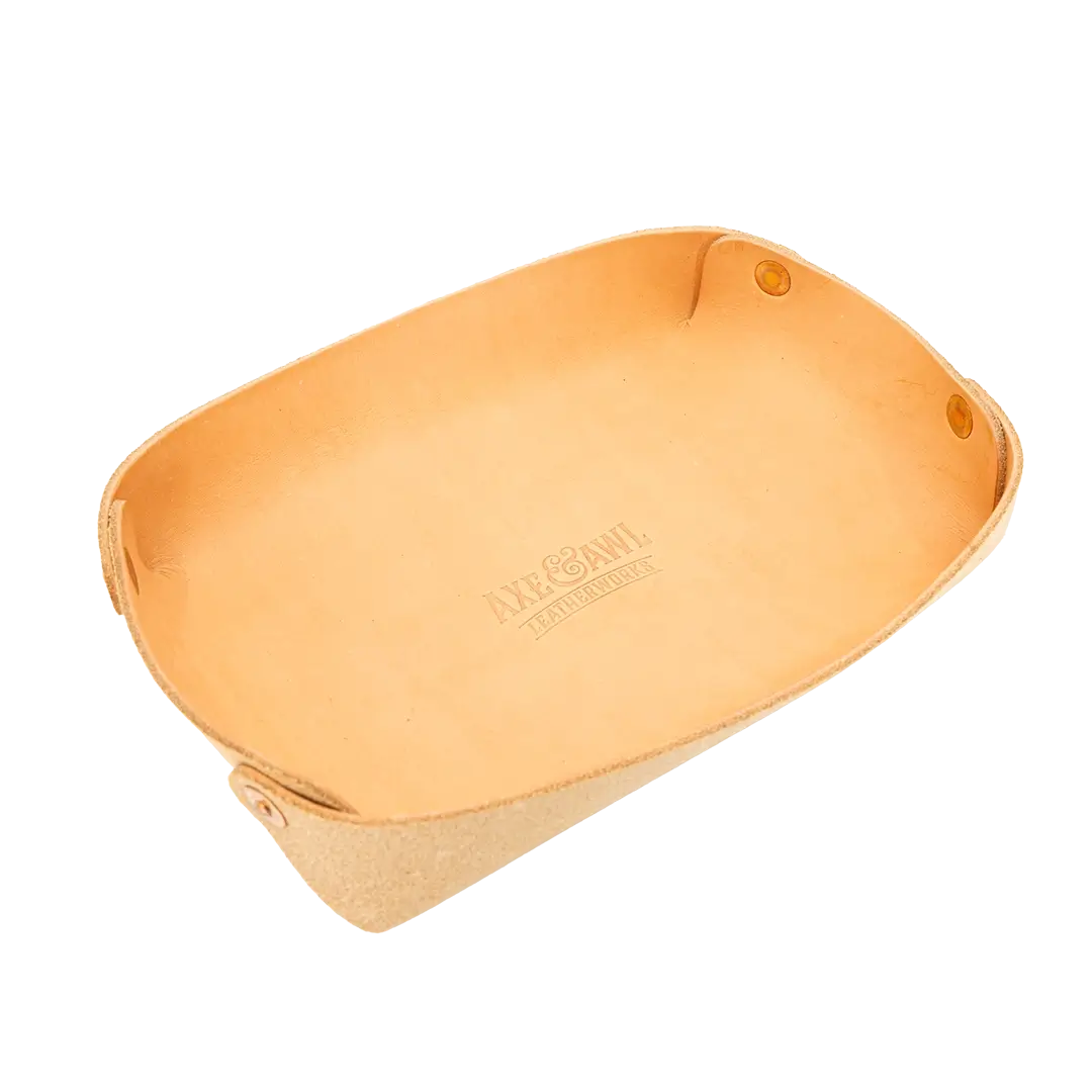 Natural undyded leather table top holder