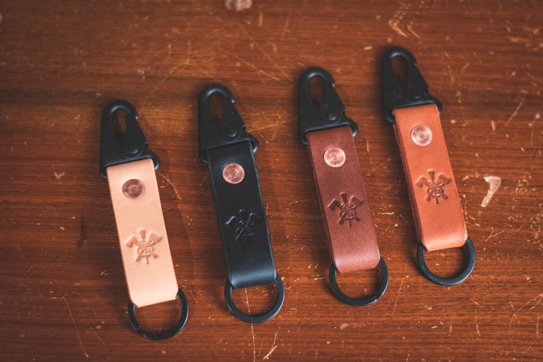HK Brass Clip Keychains with Full Grain Leather Merlot