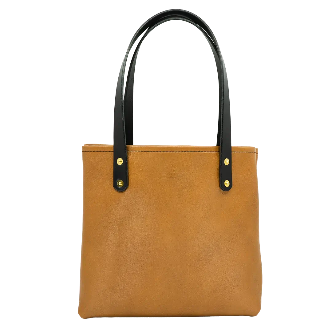 Light Brown Leather Bag with black handles