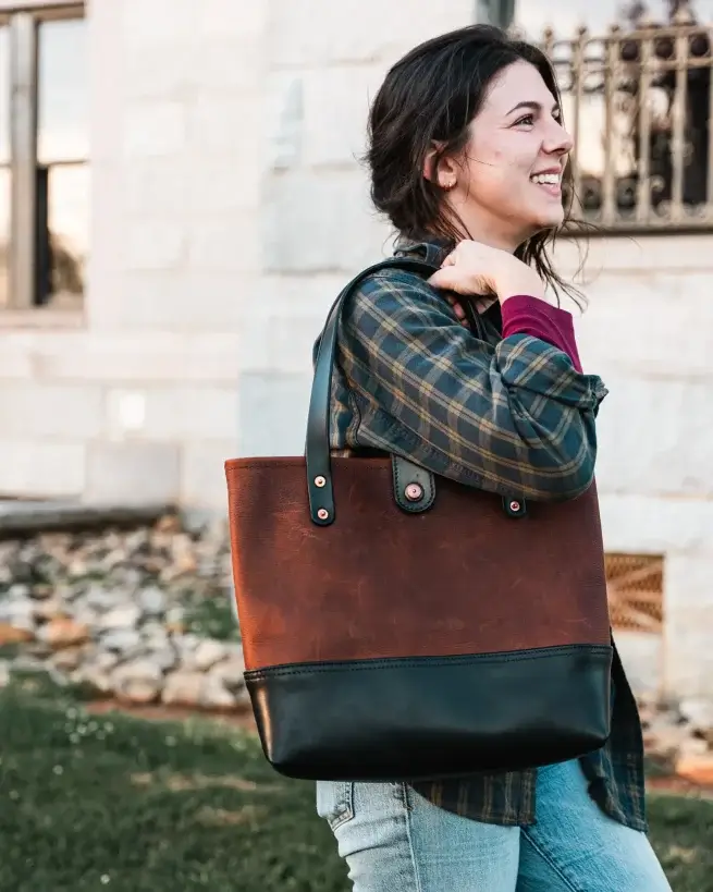 Monarch Leather Tote - Axe and Awl Leatherworks