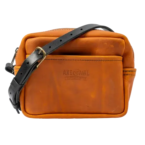 tin man tan leather buddy bag, sling bag