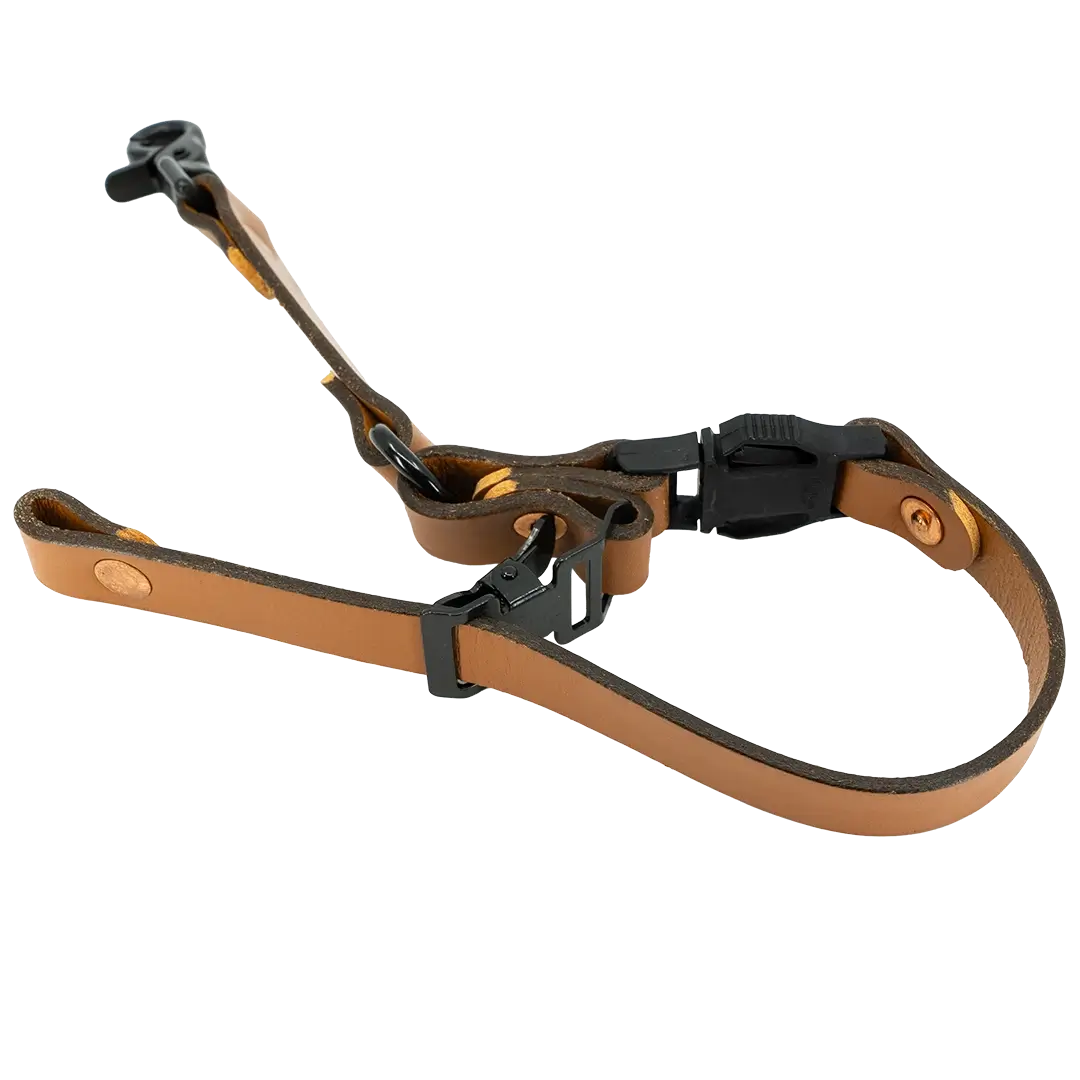 Interior view showing the loop and clip system of the adjustable glove strap.