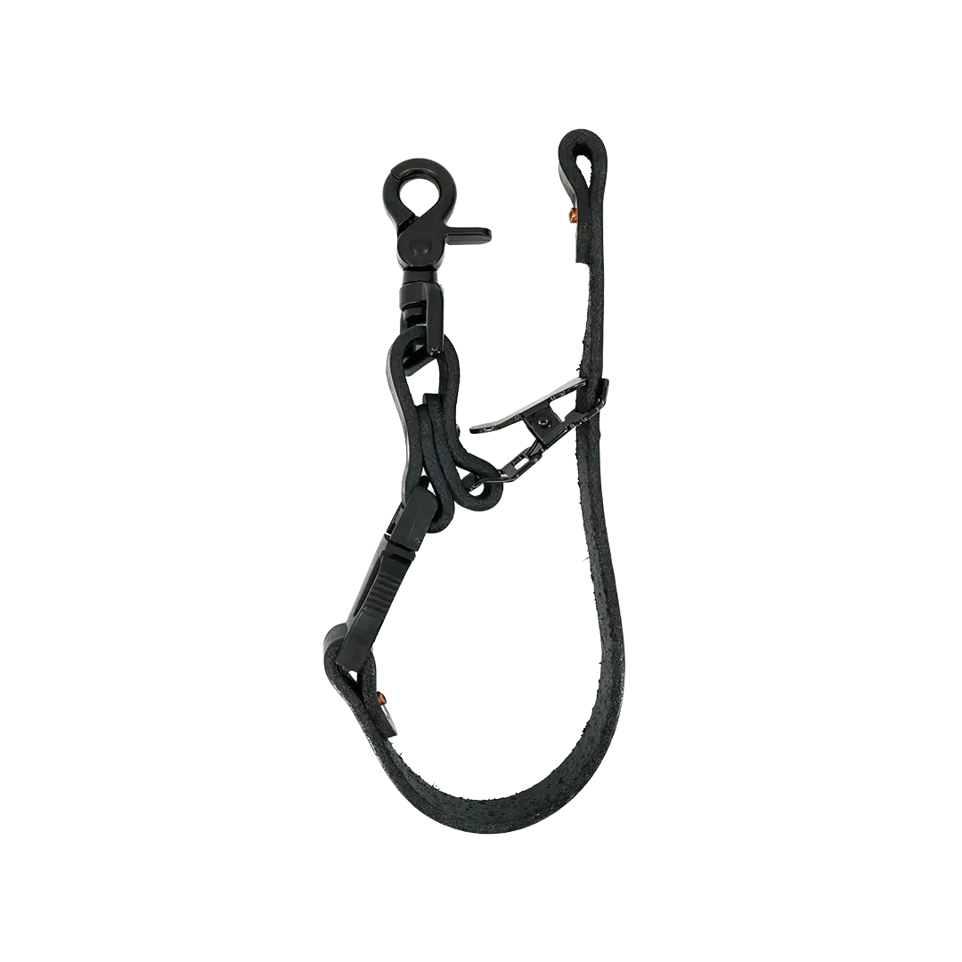 Firefighter Glove Strap with black leather and black hardware