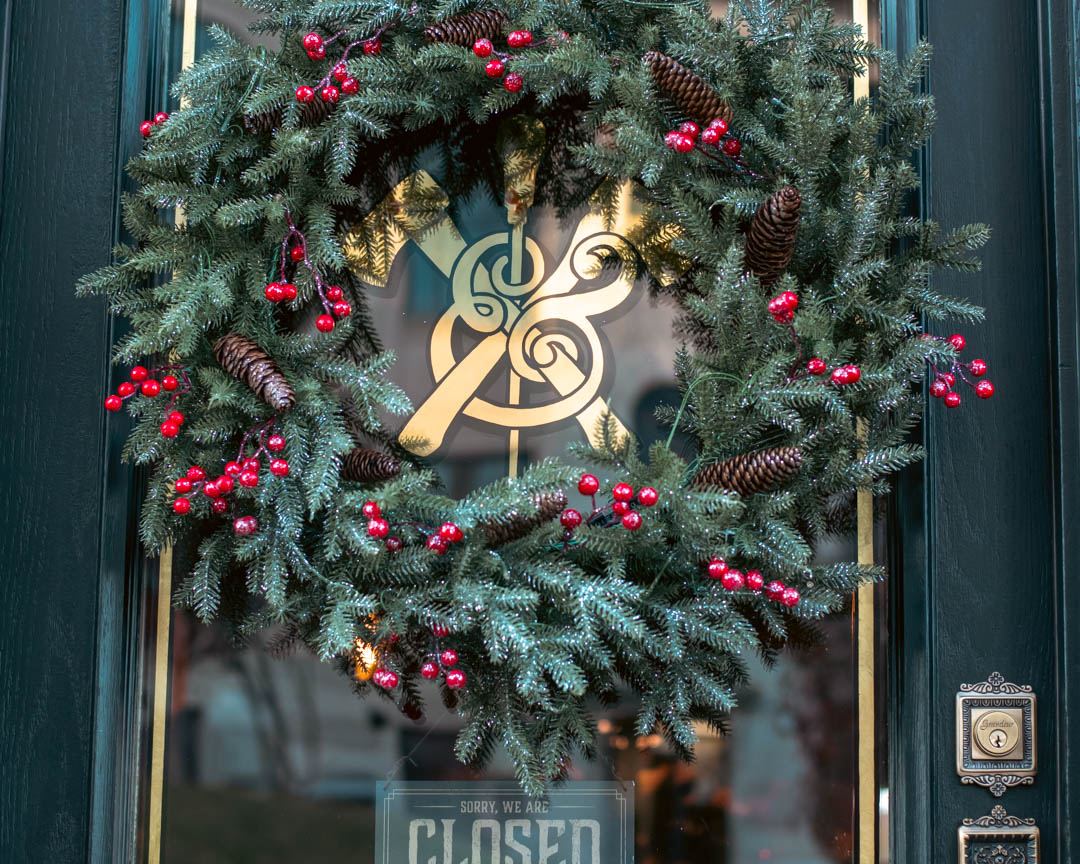 Wreath on front door