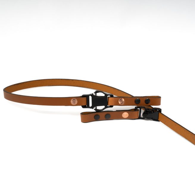 Two Piece Leather Chin Strap- Q Tan/Black