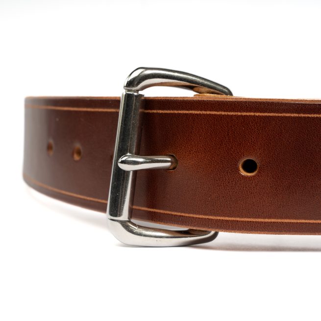 Leather Bunker Belt- Walnut, Non-Stitched