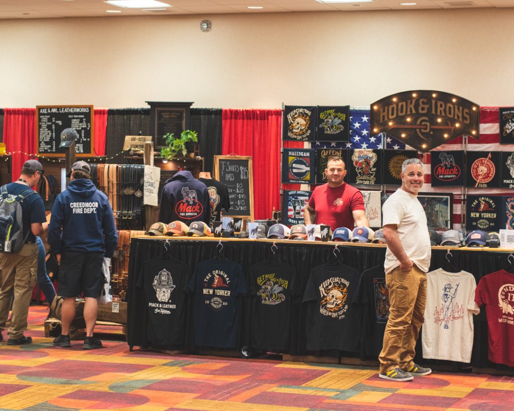 Hook & Irons Co and Axe & Awl Leatherworks booth at FDIC. 
