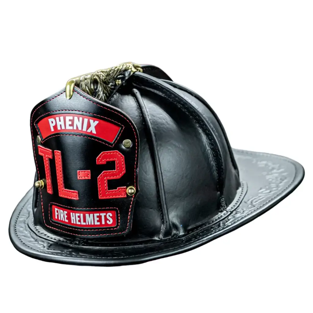 Phenix custom leather firefighting helmet in black