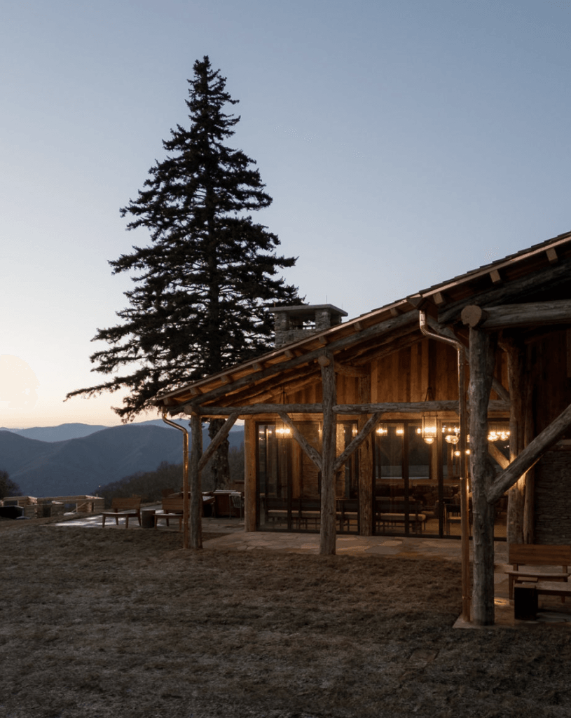 views from the dining area at cataloochee ranch, a heritage kitchen in western north carolina