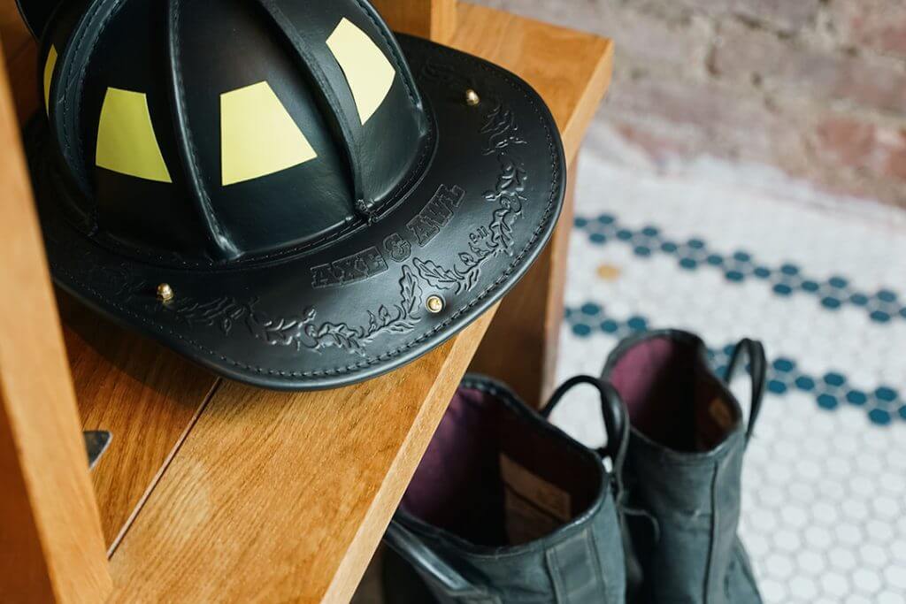 Phenix Leather Helmet TL-2 in Axe and Awl Retail Store