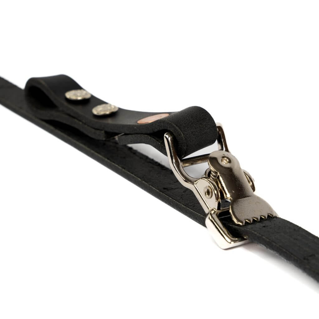 post man slide on a leather chin strap