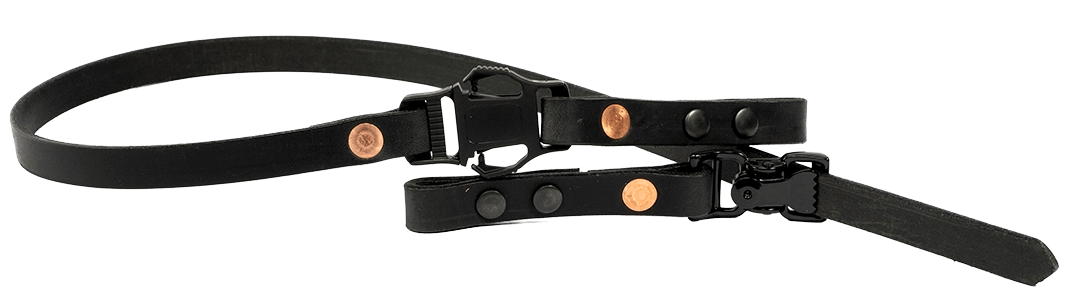 two piece leather chin strap for firefighters handmade by axe and awl