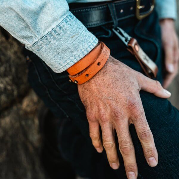 Image of Leather Double wrap wrist cuff