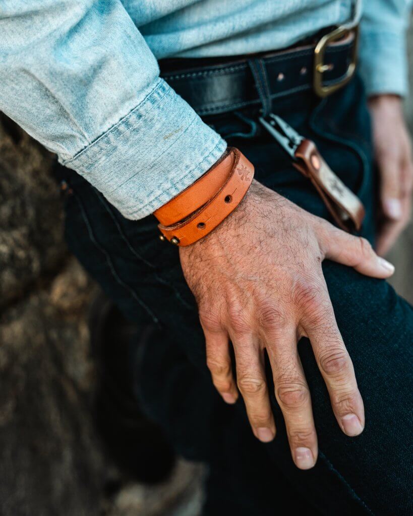 Image of Leather Double wrap wrist cuff