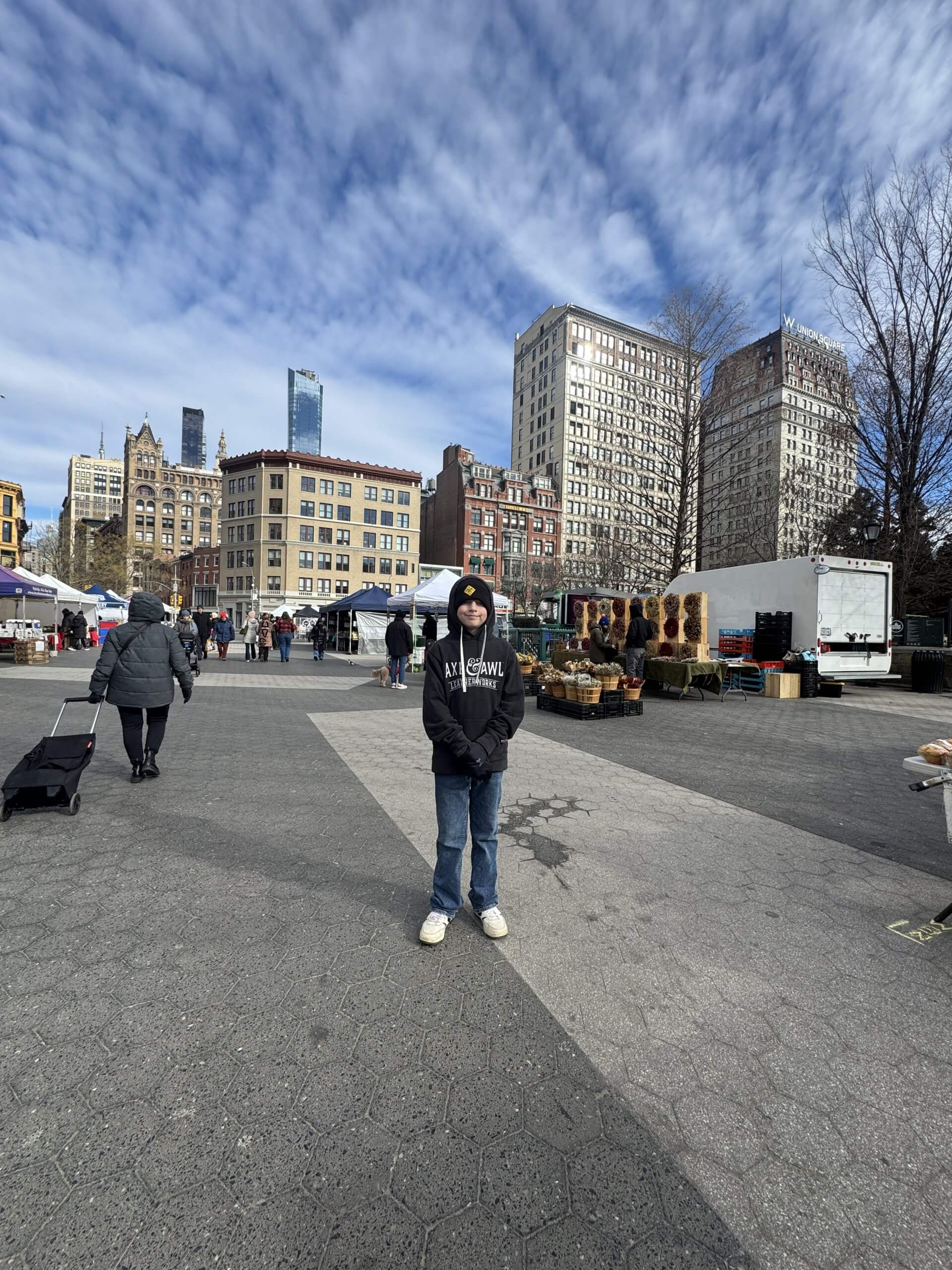 Harrion exploring union square, NYC