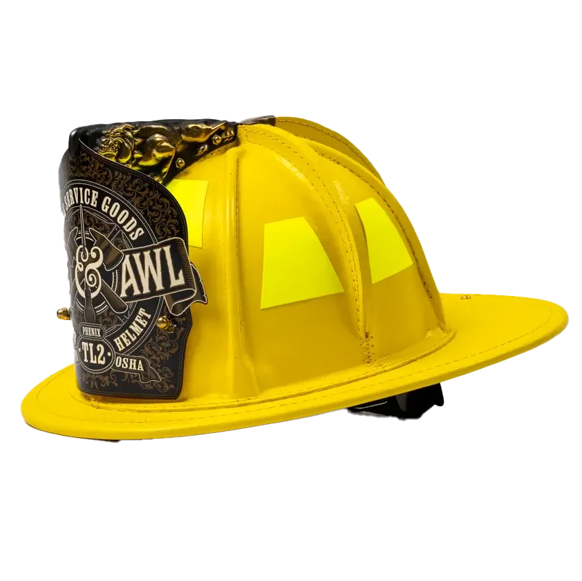 Yellow TL-2 Leather Firefighter Helmet