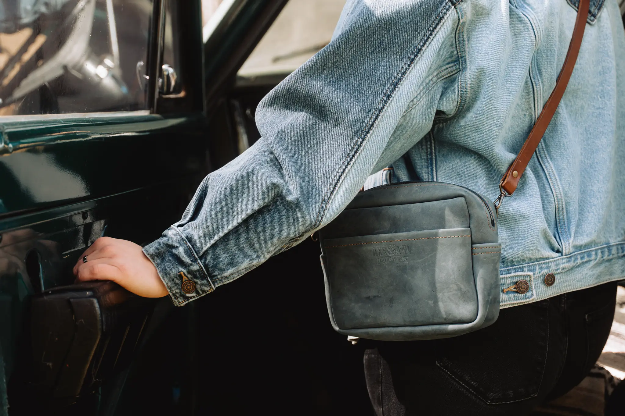 Denim Leather Buddy Bag