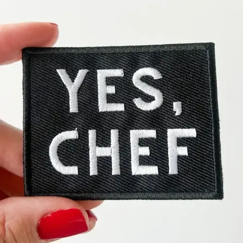 Yes Chef Black Iron-on Sew-on Patch