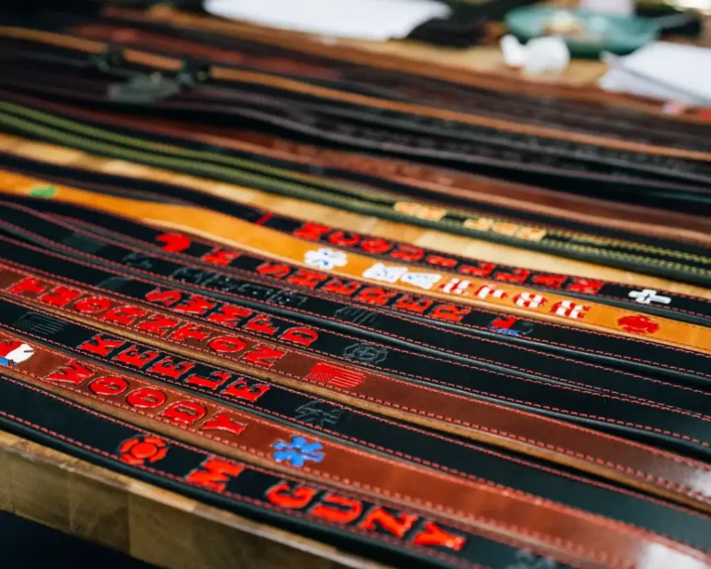 a batch of radio straps on the paint table