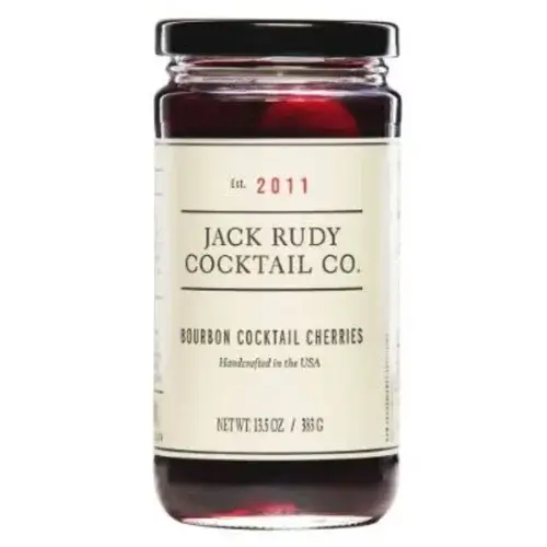 A jar of Jack Rudy Bourbon Cherries - unopened