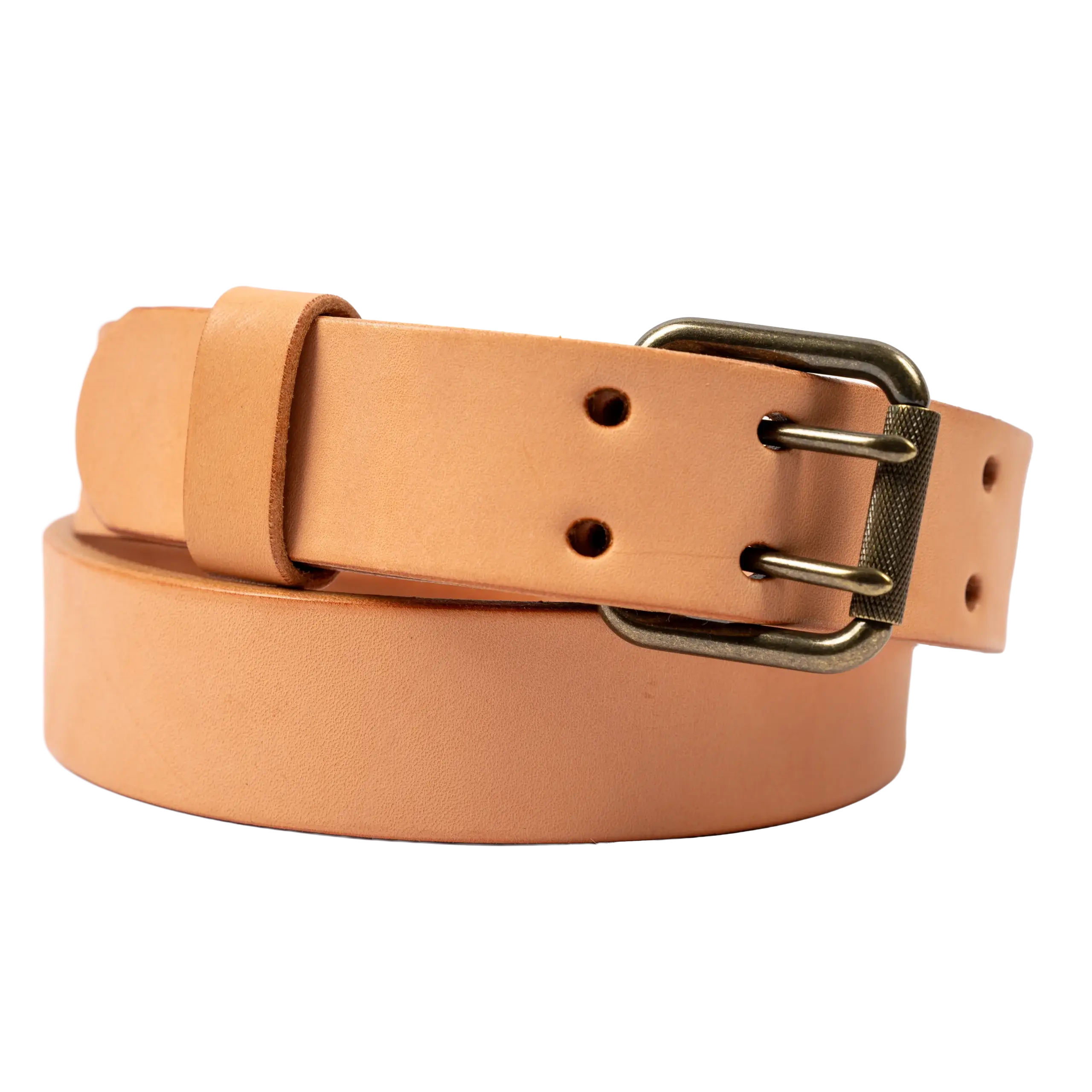 double pronged natural leather belt