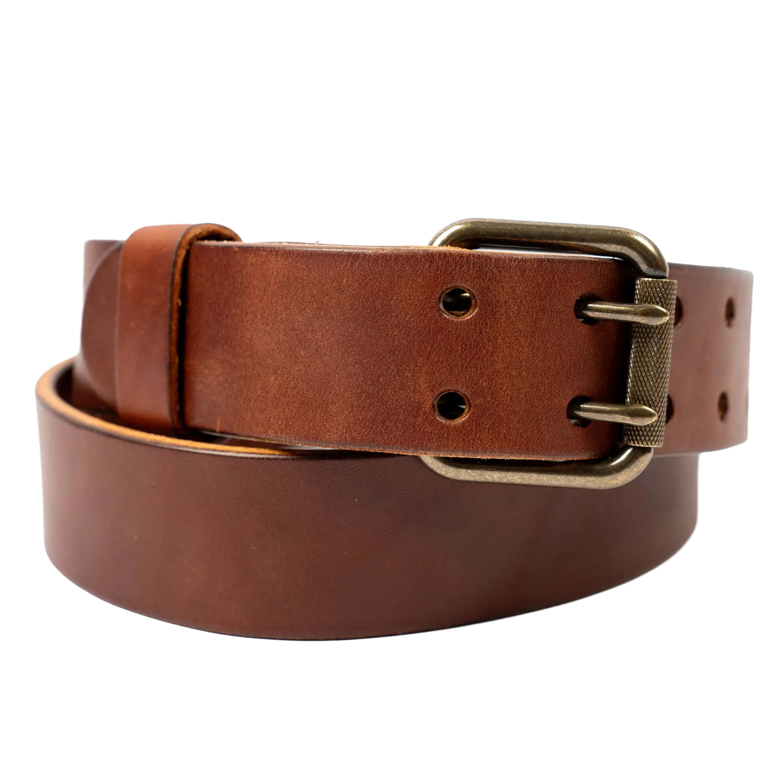 double pronged dark brown leather belt